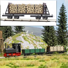 12247 - Flat Wagon With Wood Loading