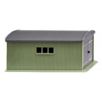 1140 - Wellblechgarage resedagrün/schiefergrau